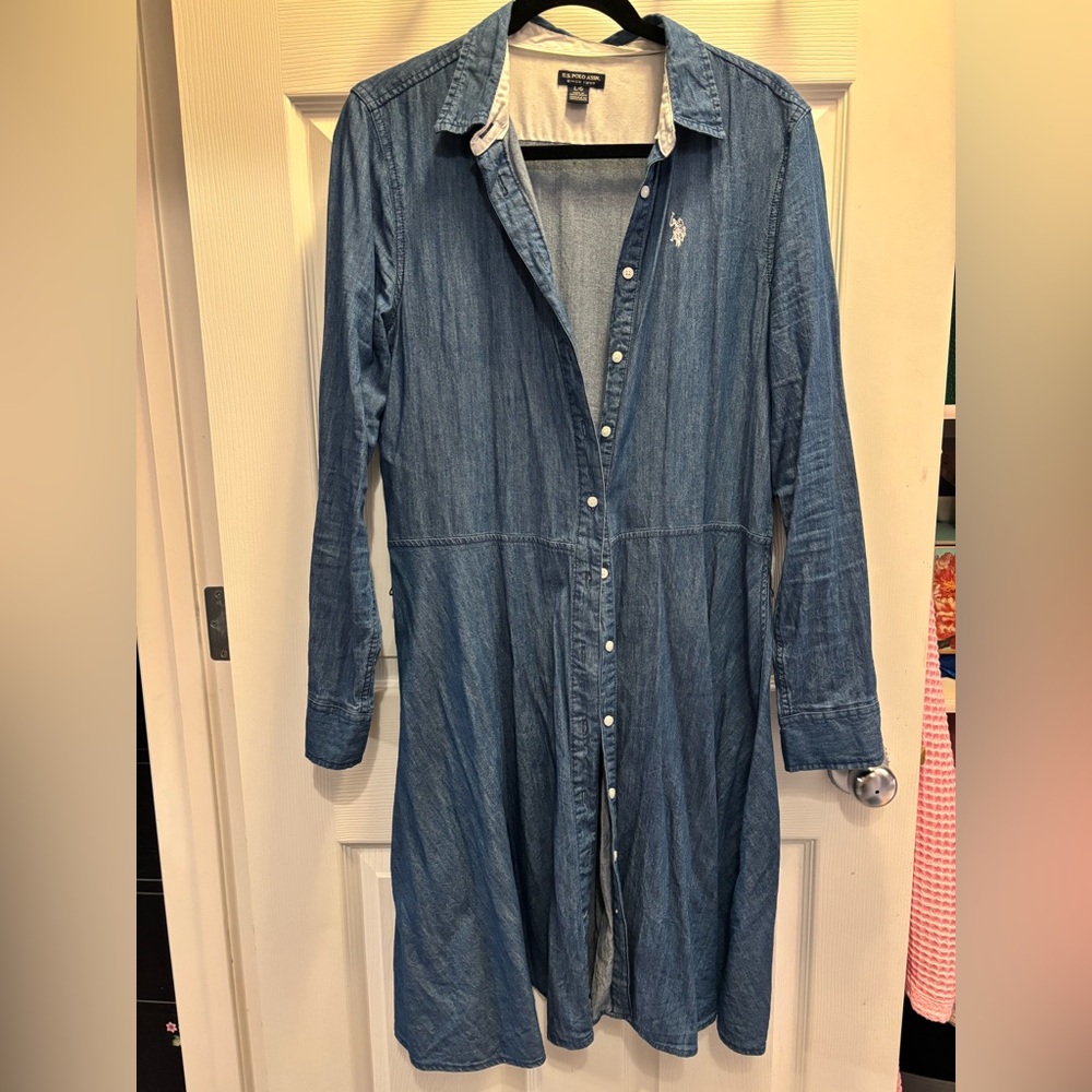 U.S. Polo Assn. Long Sleeve Blue Denim Dress